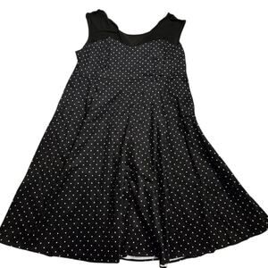 Women's Torrid Dress Black White Polka Dot Flare Sheer Top Cotton Long Sz 26